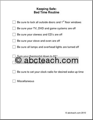 Special Needs: Bedtime Safety Routine,  (secondary/adult)