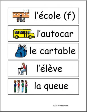 French: Mots au Mur, vocabulaire de lÃ­ecole #1