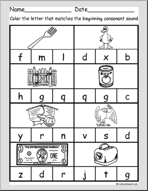 Words Starting With B  Beginning Consonant Worksheets