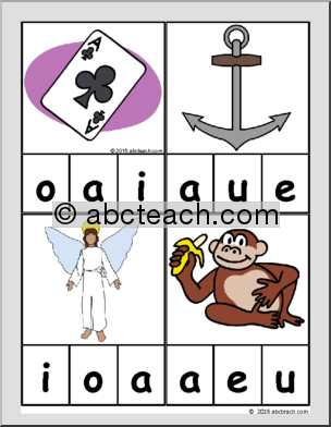 Beginning Vowels, long and short sounds (color) Phonics Cards