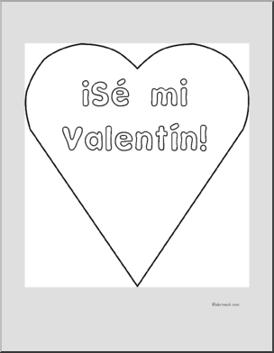 Spanish: Valentine “Be My Valentine” color page