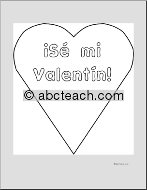 Spanish: Valentine “Be My Valentine” color page