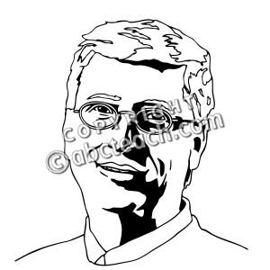 Clip Art: Bill Gates (coloring page)