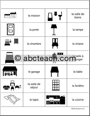 French: Association de vocabulaire de meubles