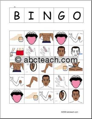 Bingo: Body Parts, card set D (German)