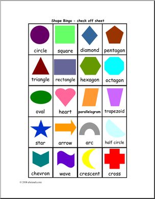 Bingo Cards: Shapes (color) – check sheet