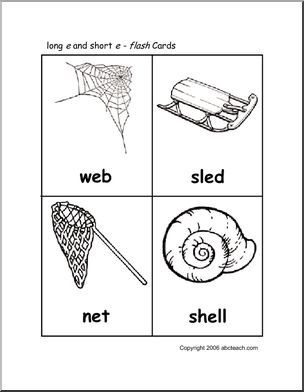 Long and Short E Vowel Sounds Flashcards
