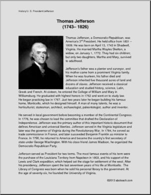 Biography: U.S. President Thomas Jefferson (upper elem/middle)