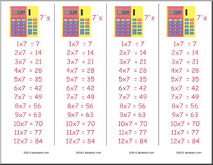 Multiplication ( x 6 ) Bookmarks (color)