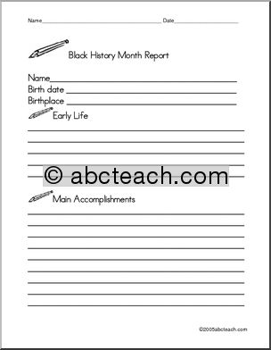 Biography Form: Black History Month (primary/elem)