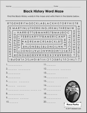Black History Month: Black History Word Puzzles