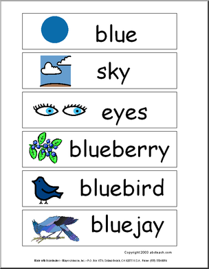 Word Wall: The Color Blue (pictures)