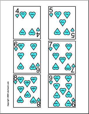 Math Cards: Candy Heart Card Deck – Blue Set