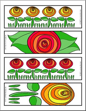 Bookmark: Circle Roses (color)