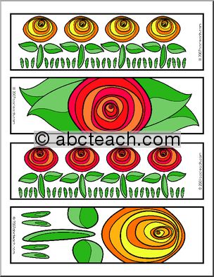 Bookmark: Circle Roses (color)