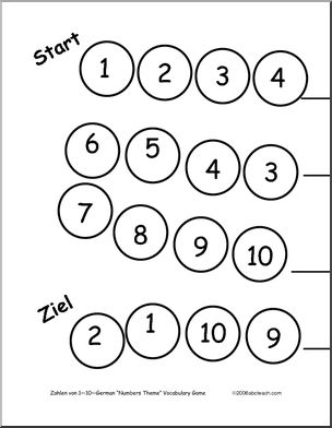 German: Board Game – Numbers 1-10