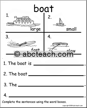 Beginning Writing Practice, Set 2a (boat)