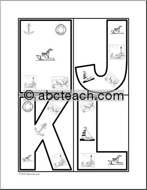 Alphabet Letter Patterns: Boat & Sailing (b/w)