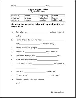 Book: Giggle, Giggle, Quack (primary)