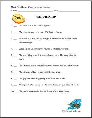 Afternoon on the Amazon (primary/elem) Book I abcteach.com