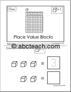Place Value Blocks Ones – Booklet
