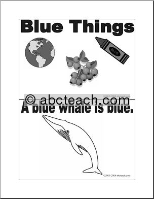 Coloring Pages: Blue Things (Booklet) -b/w