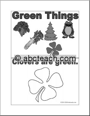 Coloring Pages: Green Things (Booklet) -b/w