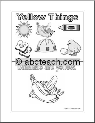 Coloring Pages: Yellow Things  (Booklet) -b/w