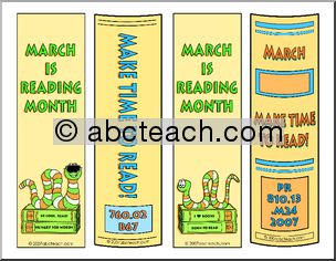 Bookmarks: Reading Month book spine (color)