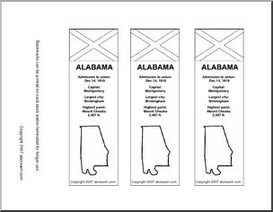 Bookmark: U.S. States – Alabama (b/w)