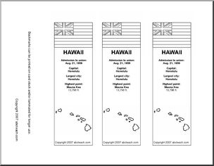 Bookmark: U.S. States – Hawaii (b/w)