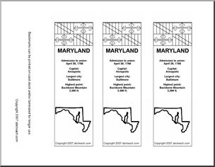Bookmark: U.S. States – Maryland (b/w)