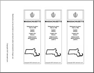 Bookmark: U.S. States – Massachusetts (b/w)