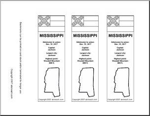 Bookmark: U.S. States – Mississippi (b/w)