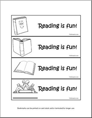 Bookmarks: Reading is fun! (b/w)