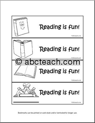 Bookmarks: Reading is fun! (b/w)