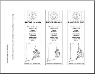 Bookmark: U.S. States – Rhode Island (b/w)