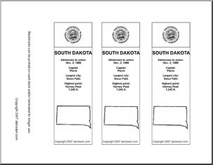Bookmark: U.S. States – South Dakota (b/w)