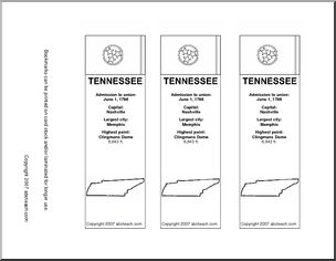 Bookmark: U.S. States – Tennessee (b/w)
