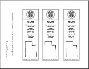 Bookmark: U.S. States – Utah (b/w)