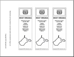 Bookmark: U.S. States – West Virginia (b/w)