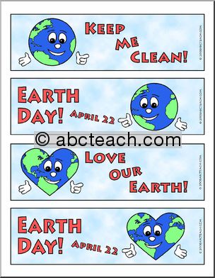 Bookmarks: Earth Day – Cute Earth (color)