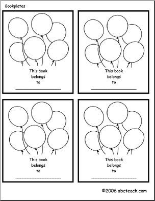 Bookplate: Balloons (b/w)