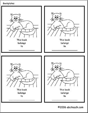 Bookplate: Cat (b/w)