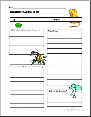 Animals 1 Book Report Form
