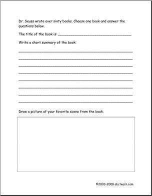 Dr. Seuss (primary) Book Report Form