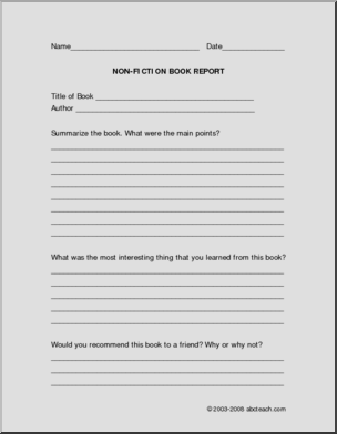 Non-Fiction (upper elem/middle) Book Report Form