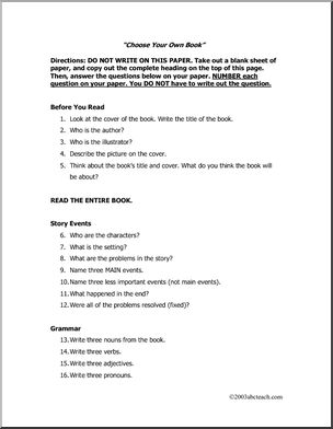 General – reading & thinking Book Report Form