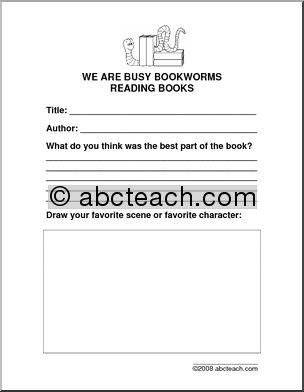 Book Report Form: Busy BookwormsTheme (primary/elem)