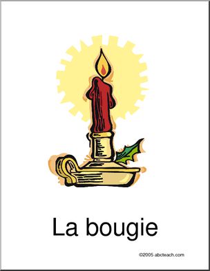 French: NoÃŽl; Bougie Vocabulary Poster